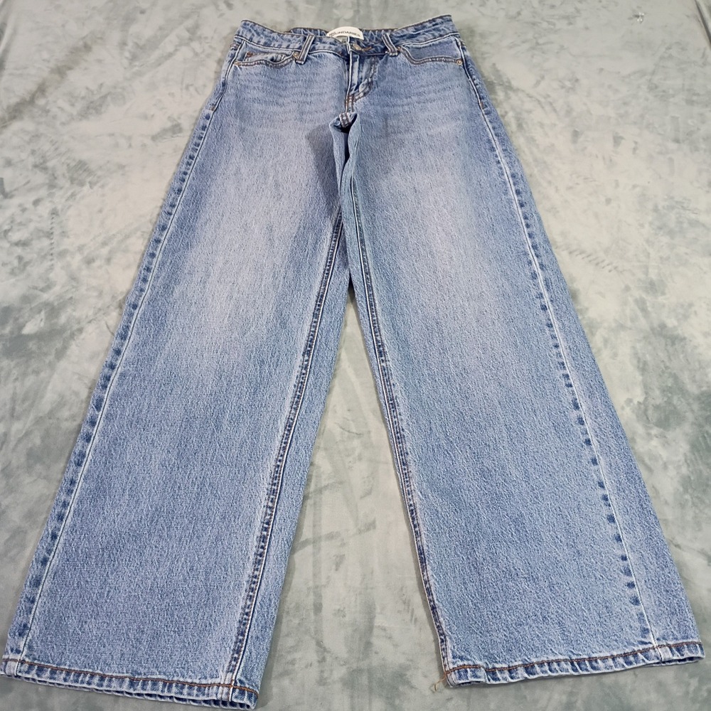 No Boundaries Juniors Size 0 Wide Leg Jeans Light Wash High Rise Blue Denim